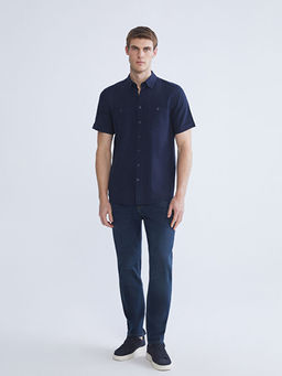 Regular Fit K?sa Kollu Erkek Dokulu G?mlek