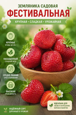 Цена за 4 шт. Земляника садовая Фестивальная (Р9)