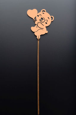 Топпер 5 шт "Мишка с сердцем" №49, персиковый, фанера (72*80*4 мм)