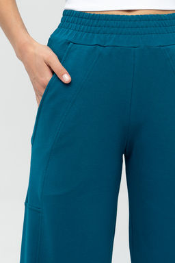 Брюки-палаццо из футера женские, т.бирюзовый - Solo mio фото 5