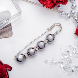 Цена за 2 шт. Булавка «Квартет» шар №12, 8 см, глянцевая, серая в серебре