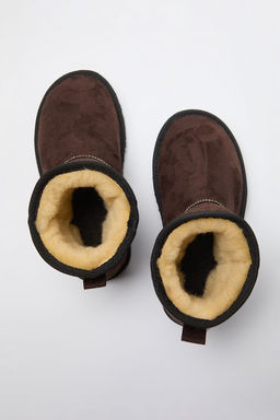 Trendyol Shoes Taba Ici Kurklu Yuvarlak Burun Duz Flatform Topuklu Kad?n Bot TAKAW25BO00029 - Trendyolmilla фото 16