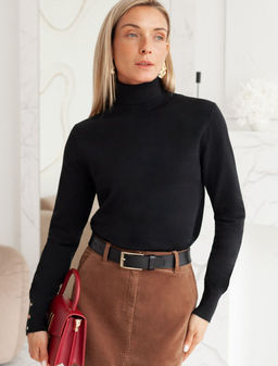 Водолазка тонкой вязки из хлопка с нейлоном