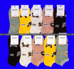 Цена за 10 пар. МИНИBS носки женские укороченные Кошки 36-41 (фактически 36-40) - Weiwei фото 3