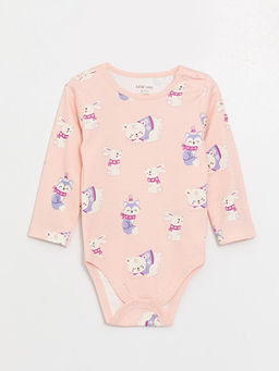 Bisiklet Yaka Uzun Kollu Bask?l? K?z Bebek ??t??tl? Body 2li - Waikiki фото 2