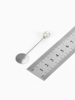 Основа Брошь-игла с бусиной d=1 см (набор 5 шт.), L=5 см, площадка 1.5 см, цвет серебро