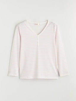 V Yaka ?izgili Kad?n Pijama ?st?