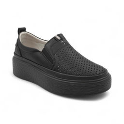 Кроссовки из натуральной кожи Р15-3 черные