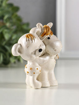 Фигурка гипс Мишка с лошадкой, 9?7?6 см, перламутр