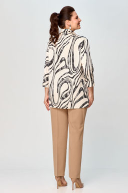 Блуза Элль стиль 2288а кремовый, черный принт  фото 9