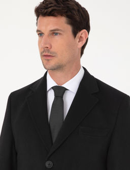 Siyah Ex Slim Fit Y_n Kar___ml_ Palto