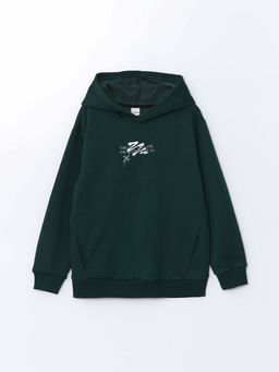 Kap??onlu Bask?l? Kal?n Erkek ?ocuk Sweatshirt