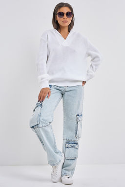 Джемпер хлопковый с капюшоном белый