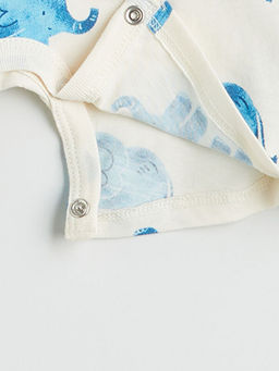 Bisiklet Yaka Bask?l? Erkek Bebek Penye Tulum