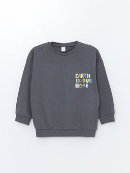 Bisiklet Yaka Bask?l? Erkek Bebek Sweatshirt ve E?ofman Alt 2li Tak?m - Waikiki фото 2