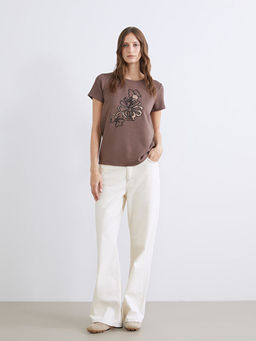 Bisiklet Yaka Nak??l? Kad?n Ti??rt