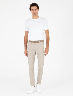 Бежевые зауженные брюки из плотной ткани