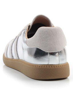 03-270-6C GREY/SILVER Кеды женские (натуральная кожа)