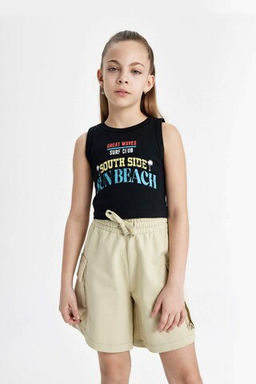 K?z Cocuk Bisiklet Yaka Bask?l? Atlet - Defacto фото 2