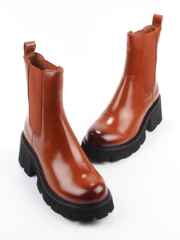 01-BE22B-4C BROWN Ботинки демисезонные женские (натуральная кожа, байка)