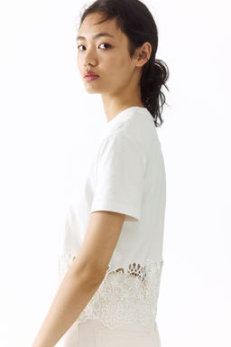 Camiseta con bajo de encaje - H&m фото 7