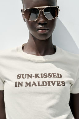 WASHED T-SHIRT WITH SLOGAN - Zara фото 2