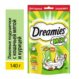 Упаковка 12 шт Лакомство Dreamies MIX для взрослых кошек, с мятой и курицей, 140г 10272062