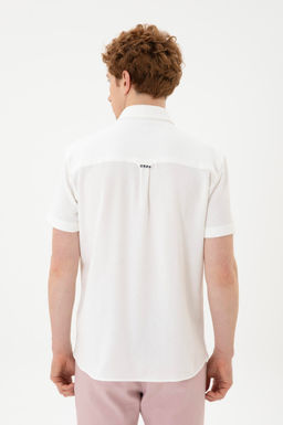 Мужская рубашка с коротким рукавом цвета экрю - U.s. polo assn фото 12