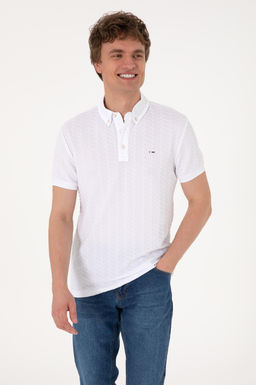 Erkek Slim Fit Polo Yaka Beyaz Dokulu Ti__rt Sepette S_rpriz _ndirim - U.s. polo assn фото 3