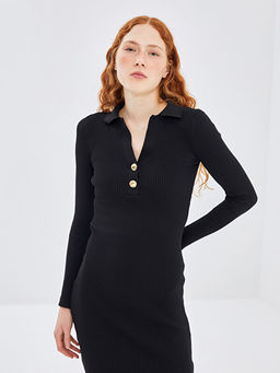 Polo Yaka Kad?n Triko Elbise