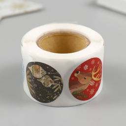Цена за 2 шт. Наклейка бумага Новогодние игрушки, d=2.5 см, 252 шт. в рулоне - Арт узор фото 3