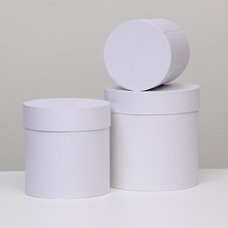 Набор круглых коробок 3 в 1 Краски, белые, 18 х 18 х 18 - 14 х 14 х 14 см - UPAK LAND фото 2
