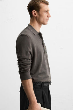 SILK/COTTON KNIT POLO SHIRT - Zara фото 7