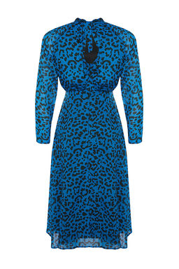 TRENDYOLMILLA Mavi Midi Leopar Desenli Dokuma K?sl?k Elbise TWOAW24EL00302  фото 8