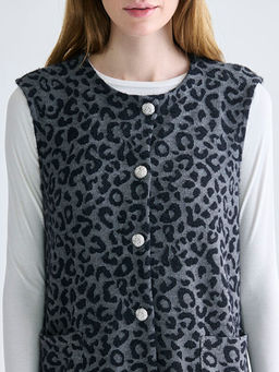 Bisiklet Yaka Desenli Kad?n Yelek