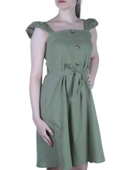826 GREEN Платье хлопковое с поясом Fashion