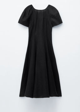 Vestido midi acampanado de lino