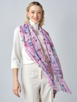 с котиками! Большой, мягкий, тонкий и очень нежный двусторонний палантин с рисунком - Tantino фото 2