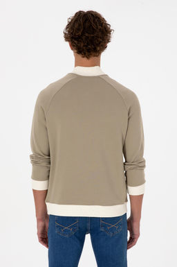 Erkek Yar_m Fermuarl_ Comfort Fit A__k Haki Basic Sweatshirt - U.s. polo assn фото 5