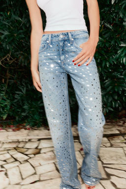 TRF WIDE-LEG MID-RISE MIRRORED JEANS - Zara фото 2