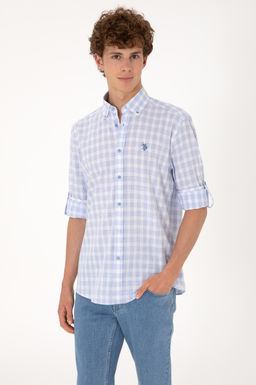 Erkek A__k Mavi Uzun Kollu G_mlek Sepette S_rpriz _ndirim