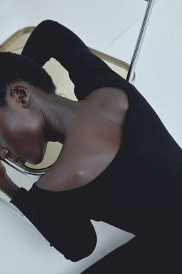 Vestido off-the-shoulder en punto de canale - H&m фото 5