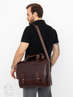 Портфель мужской кожаный 816XXL brown Fuzhiniao