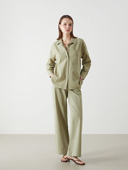 Oversize Keten Kar???ml? Kad?n G?mlek