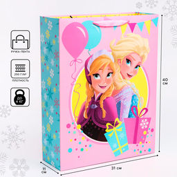 Пакет подарочный, 31×40×11 см, упаковка, Холодное сердце