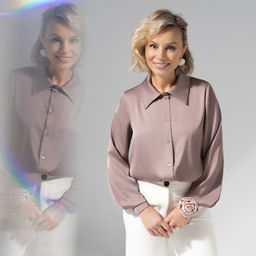 Рубашка из шелка Цветущее очарование (cappuccino) - Charutti фото 8