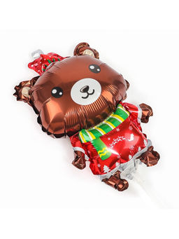Цена за 2 шт. Воздушные шары фольгированные 17" «Новогодний мишка», 5 шт., для палочек