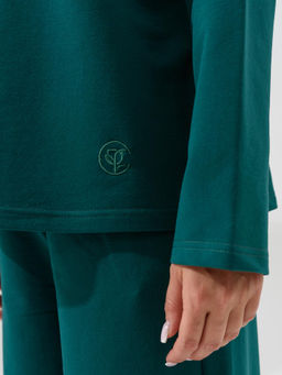 Костюм Оптима футер с брюками палаццо изумрудный  фото 8