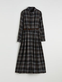 Beli Kemerli Ekose G?mlek Elbise