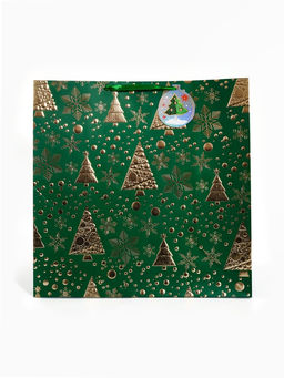 Пакет подарочный с шильдиком «Новогодний», 40 × 40 × 20 см, тиснение, конгрев, 3D-эффект